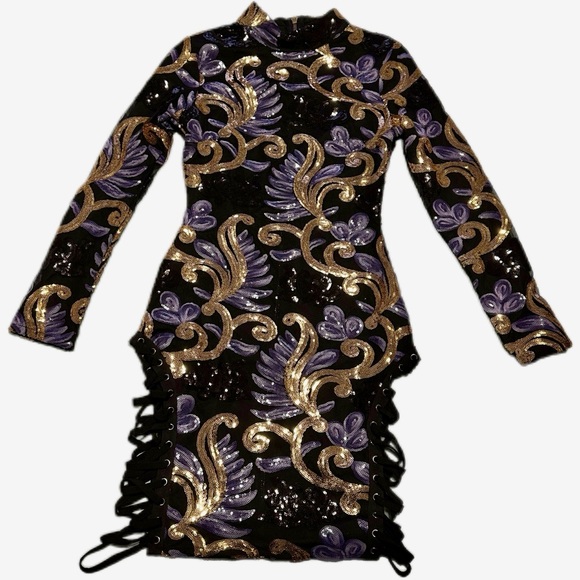 Sequin mini dress with side lace-up detail - Picture 4 of 5